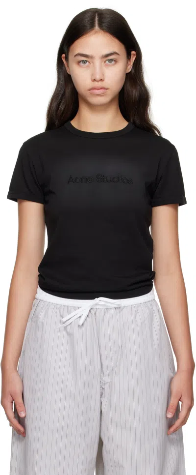 Acne Studios Black Fitted Fit Logo T-shirt