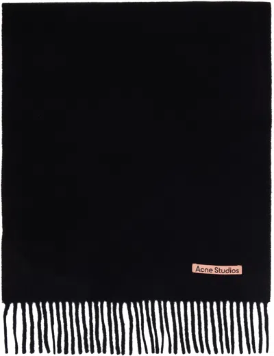 Acne Studios Black Fringe Wool Narrow Scarf
