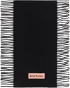 Acne Studios Black Fringe Wool Scarf In 975 Black Melange
