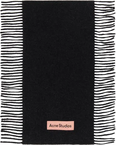 Acne Studios Black Fringe Wool Scarf