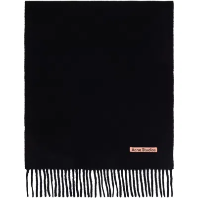 Acne Studios Black Fringed Wool Scarf In 900 Black