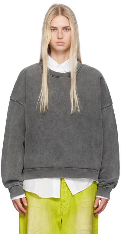 Acne Studios Black Garment-dyed Sweatshirt In Faded Black