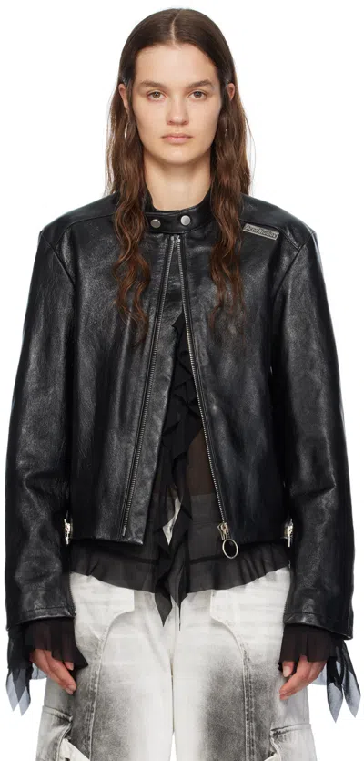 Acne Studios Black Hardware Leather Jacket In 900 Black
