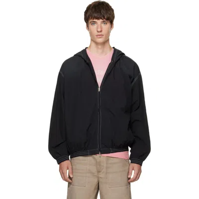 Acne Studios Black Hooded Logo Jacket In 900 Black