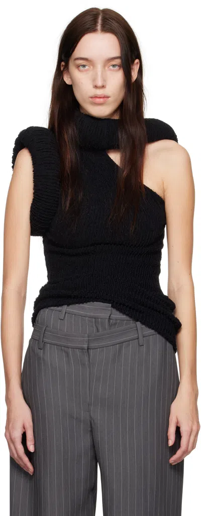 Acne Studios Padded Bouclé-knit Top In 900 Black