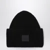 Acne Studios Large Face Logo Beanie In Black