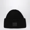 Acne Studios Large Face Logo Beanie In Black