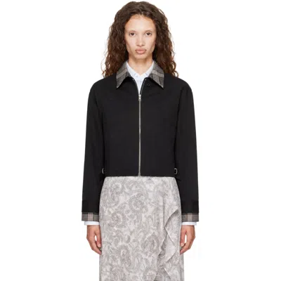 Acne Studios Black Layered Garbardine Jacket In 900 Black