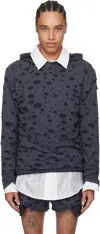 Acne Studios Black Layered Knitted Hoodie In Bm0 Faded Black