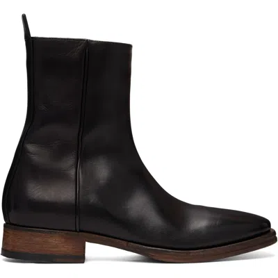 Acne Studios ブラック レザー アンクルブーツ In 900 Black