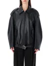 Acne Studios Black Leather Biker Jacket In Black