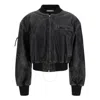 Acne Studios Vintage Leather Cropped Bomber Jacket In Black