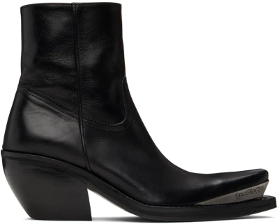 Acne Studios Black Leather Boots In 900 Black