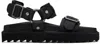 Acne Studios Debossed Leather Platform Sandals In 900 Black