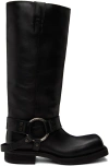 ACNE STUDIOS BLACK LEATHER BUCKLE TALL BOOTS