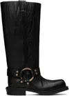 Acne Studios Buckle Leather High Boots In Aa2 Anthracite Grey
