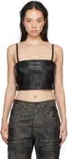Acne Studios Black Leather Bustier Camisole In 900 Black