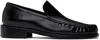 Acne Studios Stamped Monogram Calf Leather Loafers In 900 Black
