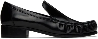 Acne Studios Stamped Monogram Calf Leather Loafers In Black