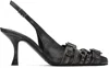 Acne Studios Buckled Distressed Leather Slingback Pumps In Black