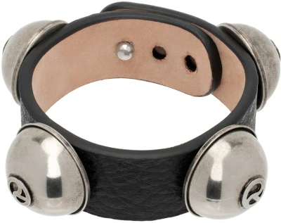 Acne Studios Black Leather Stud Bracelet In 900 Black
