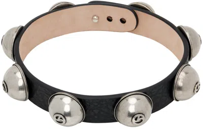 Acne Studios Black Leather Stud Choker In 900 Black