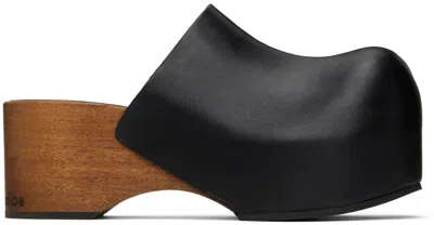 ACNE STUDIOS BLACK LEATHER WOOD CLOGS