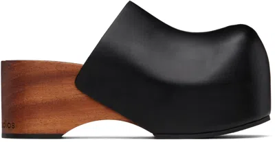 Acne Studios Black Leather Wood Clogs In 900 Black