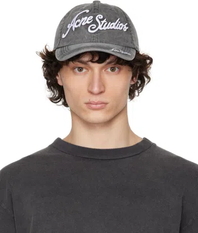 Acne Studios Black Logo Cap In 900 Black