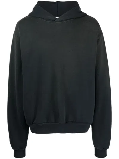 Acne Studios Cotton Hoodie Logo Hood Long Sleeves In Black