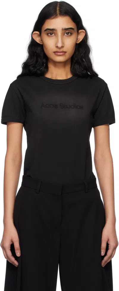 ACNE STUDIOS BLACK LOGO FITTED T-SHIRT