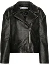 Acne Studios Black Distressed-effect Leather Biker Jacket In Black