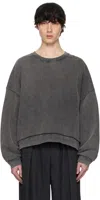 Acne Studios Relaxed Fit Crew Neck Long Sleeve Shirt In Bm0 Faded Black