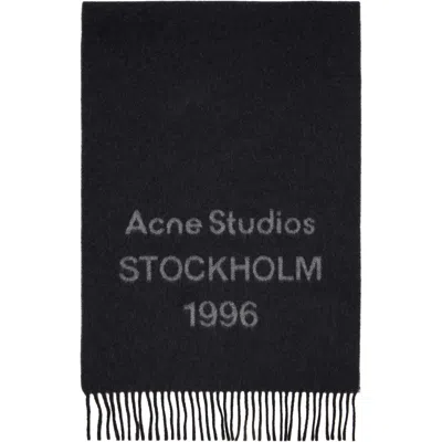 Acne Studios Black Logo Scarf In J83 Black/white