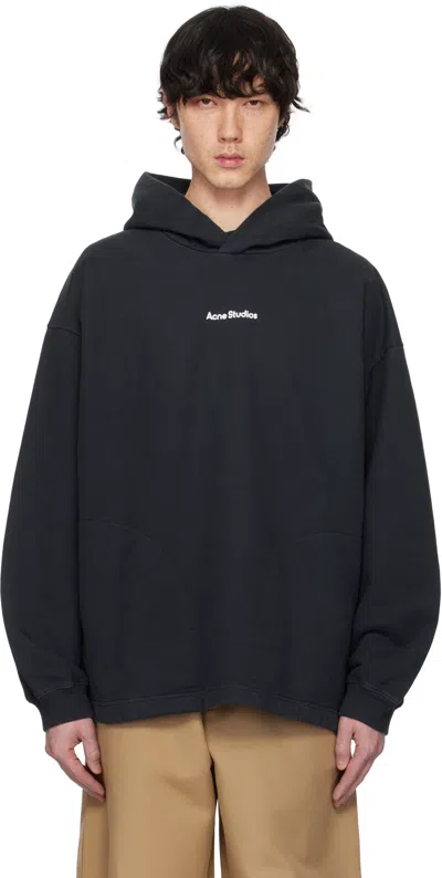 Acne Studios Logo Hooded Sweatshirt In Black