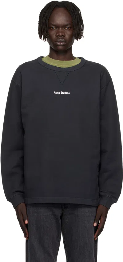 Acne Studios Stamp Logo Crewneck Sweatshirt In Black