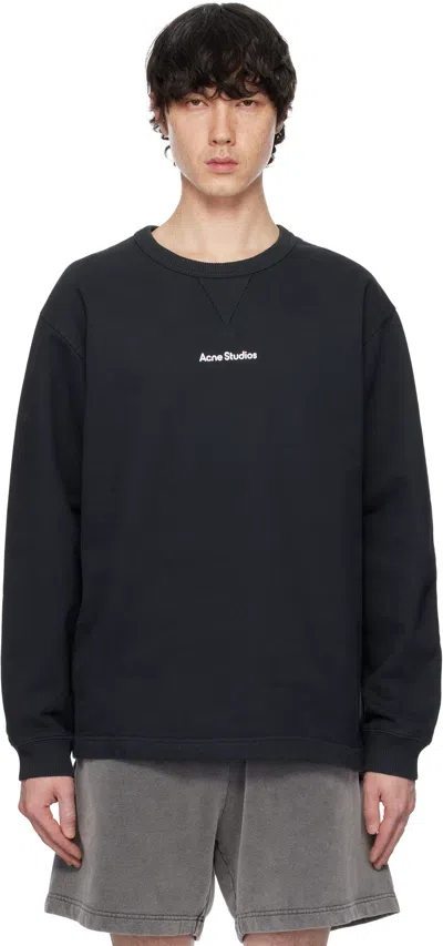 Acne Studios Black Logo Stamp Sweatshirt In 900 Black