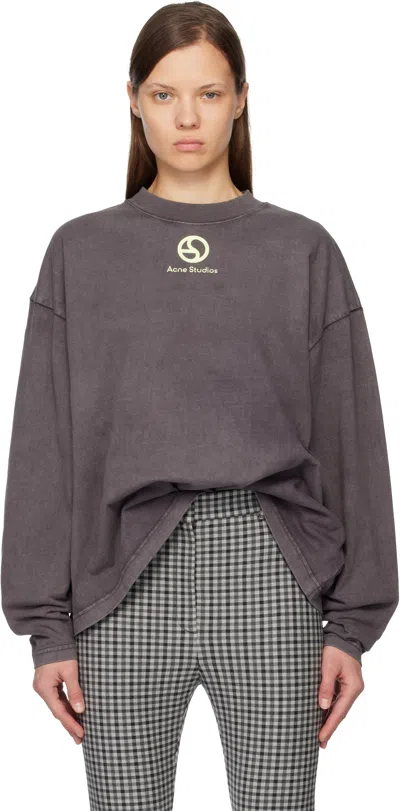 Acne Studios Black Logo T-shirt In Brown