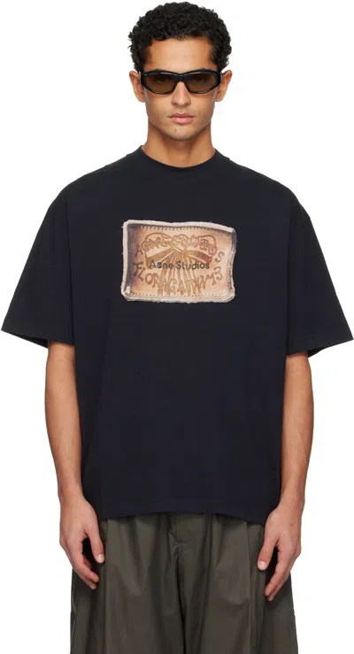 Acne Studios Graphic-detail Organic-cotton T-shirt In Black