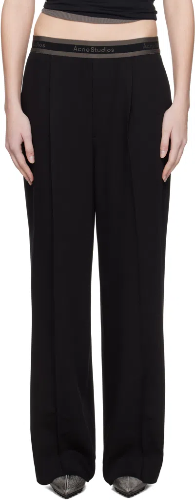 Acne Studios Black Logo Tape Trousers In 900 Black