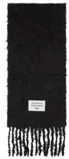 Acne Studios Wool Scarf Featuring Logo And Fringed Edges In Black