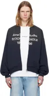 Acne Studios Logo Zip Front Cotton Blend Sweatshirt In Blue