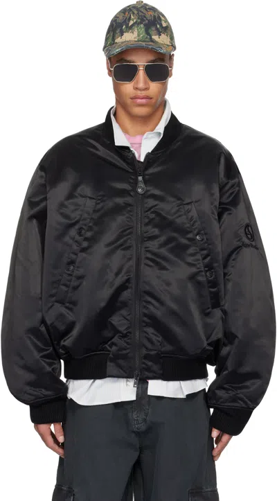 Acne Studios Black Logogram Bomber Jacket In 900 Black
