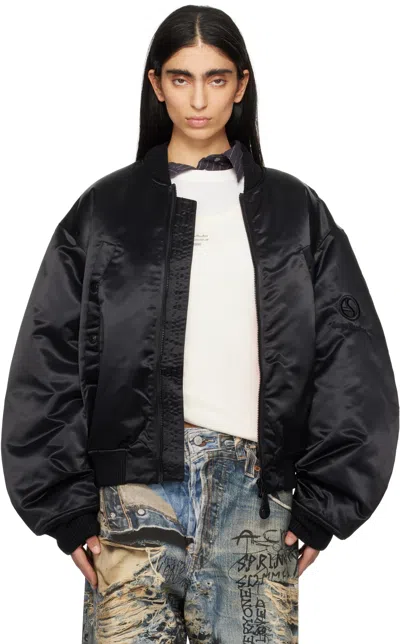 Acne Studios Black Logogram Bomber Jacket In 900 Black