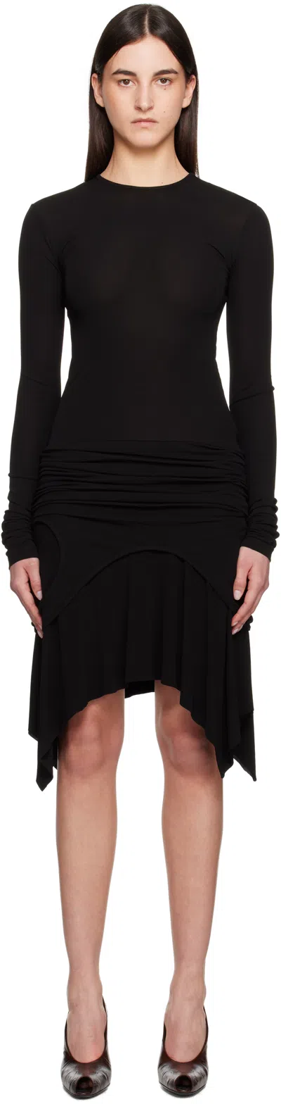 Acne Studios Black Long Sleeve Midi Dress In 900 Black