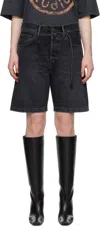 Acne Studios Black Loose-fit Denim Shorts In 900 Black