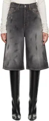 Acne Studios Black Loose Fit Denim Shorts In 900 Black