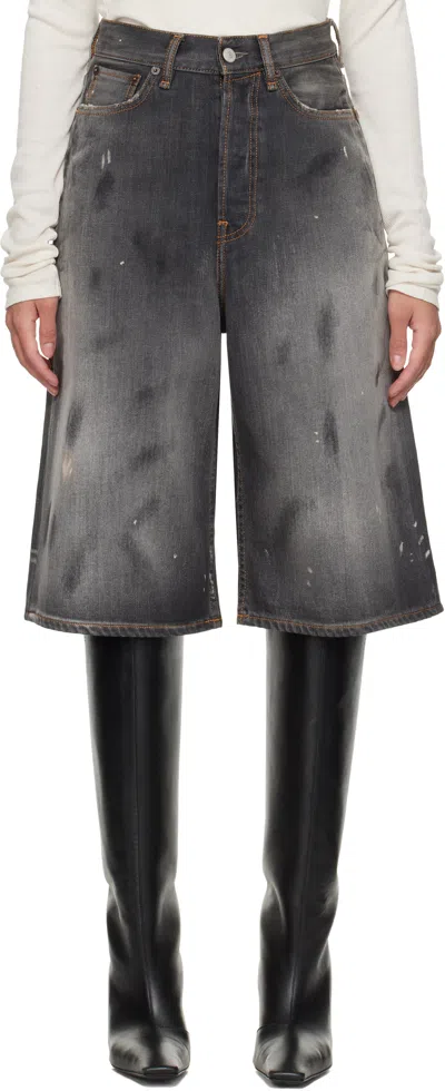 Acne Studios Black Loose Fit Denim Shorts In 900 Black