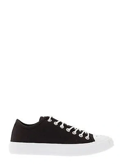 Pre-owned Acne Studios Black Low-top Sneakers With Front Logo Patch In Cotton Canvas Woman