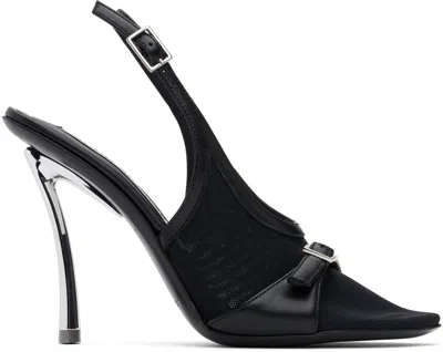 Acne Studios Black Mesh Slingback Heels In 900 Black